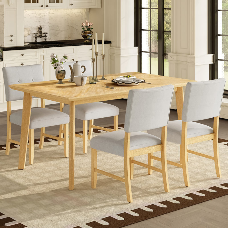 Chaffins 5 pièces avec table rectangulaire et 4 chaises, Bois naturel délavé