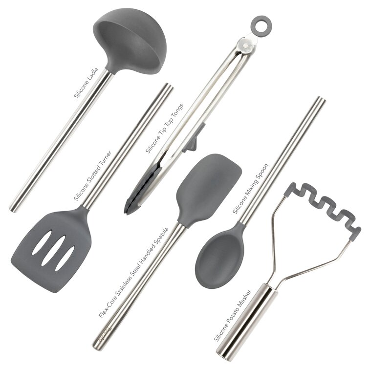 Tovolo 6-Piece Oyster Gray Utensil Set in the Kitchen Tools department at