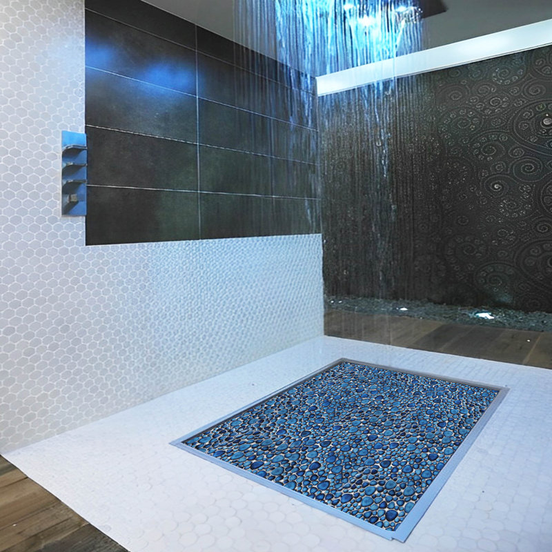 Blue Porcelain Pebbles / Rocks Wall & Floor Tile, Navy
