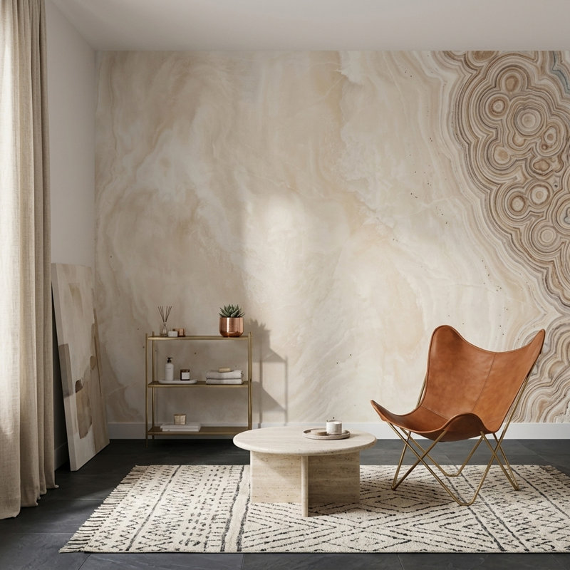 Agate Rings, papier peint mural géode onyx, 120 po x 96 po, Peler et coller