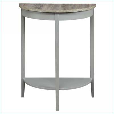 Console demi-lune en chêne gris avec tablette inférieure - charme rétro pour vestibule Salon