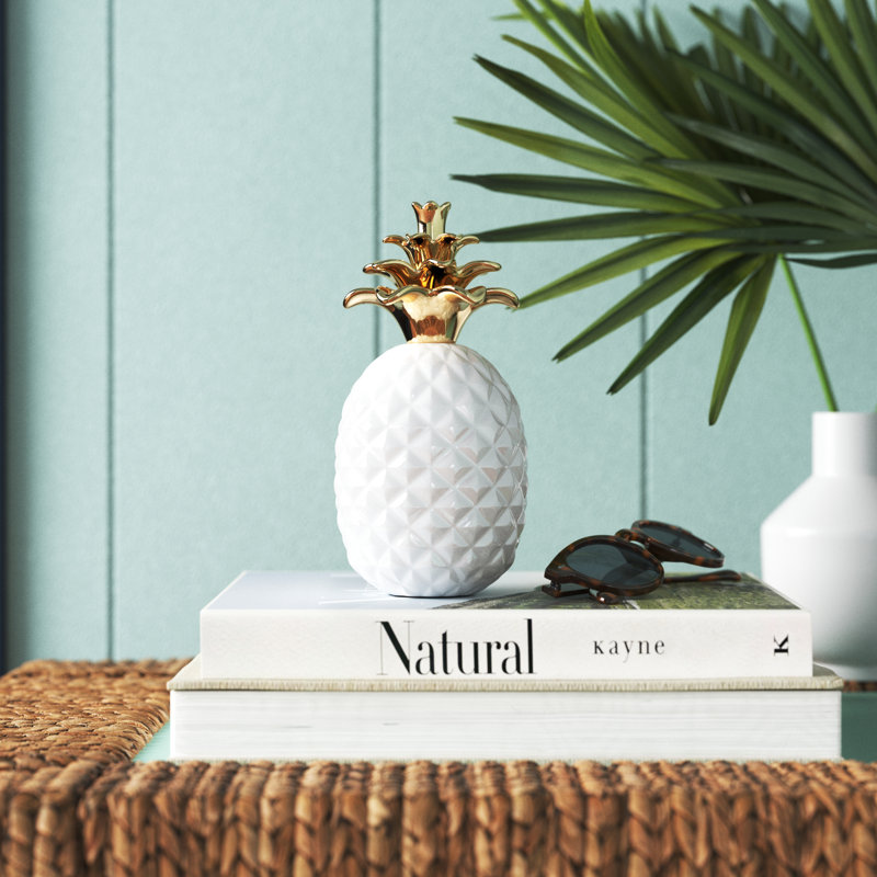 Sculpture ananas Nocona, H 6,7 po x l 3,5 po x P 3,5 po, Blanc
