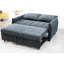 Futon avec 2 sacs de rangement et réglable, bleu marine pour un espace de vie confortable avec dossier et option