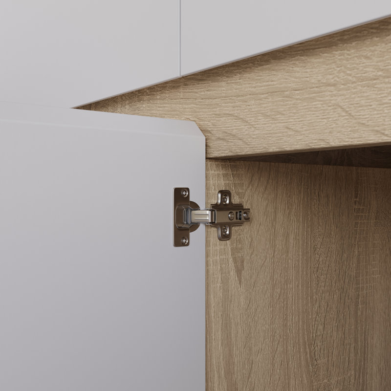 Armoire de cuisine avec comptoir pour four à micro-ondes l 63 po Calder, Naturel / Blanc