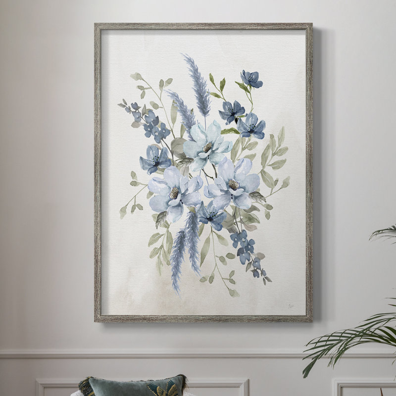 Sweet Blues II Framed Print - Solid Wood 50084, 11" H x 9" W