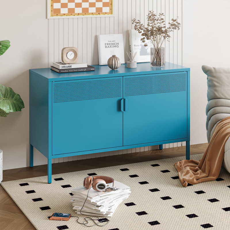 2 Door Metal Accent Cabinet, Dark Blue