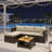 3-Piece L-Shaped Wicker Patio Set With Cushions And Acacia Wood Storage Table For Compact Outdoor Spaces-599610250