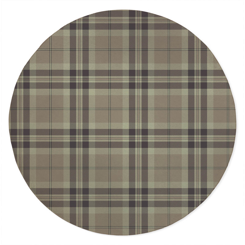 Vinny Tartan Non-Slip Outdoor Rug, Round 5'