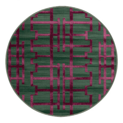 Machine Washable Trellis Green Area Rug