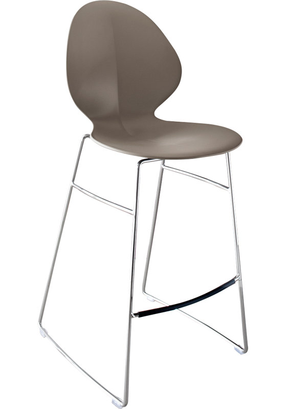 Tabouret ergonomique Basil avec base en métal, Taupe mat, Tabouret de comptoir (siège d'une hauteur de 26,2
