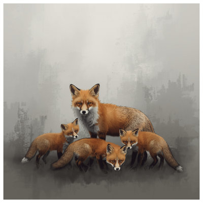 Family Of Red Foxes Wall Tapestry - Fox Wall Decor