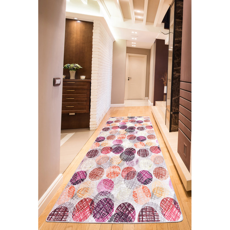 Antibacterial Hall Carpet, 2.6 x 9.8 ft, 100% Polyester, 0.2 in Pile Height, Non-Slip Felt Dot Underside | Machine Washable, Durable, 700 g/m² | Perfect for Entryways & Living Rooms - Easy Care & Elegant Design