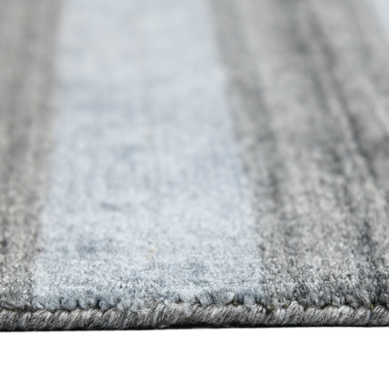 Gray and Multicolor Handmade Wool Stripe 4' x 6' Area Rug