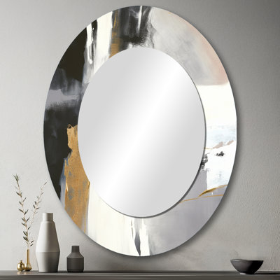 Miroir mural moderne noir et doré Harmony Of Marble VI