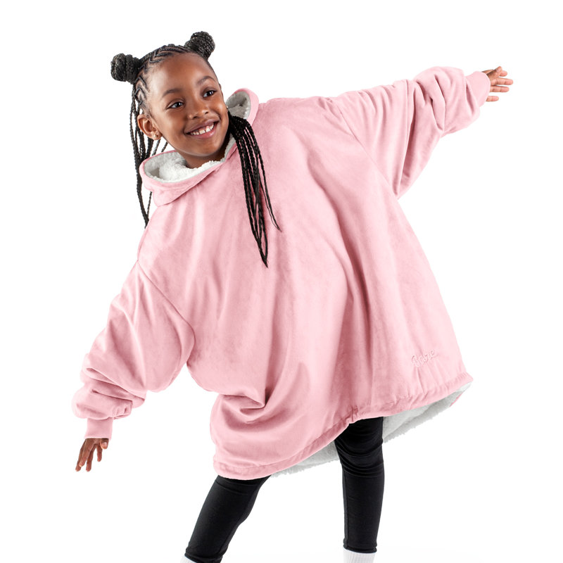 Couverture en sherpa à capuche portable, Rose clair, Jeunesse