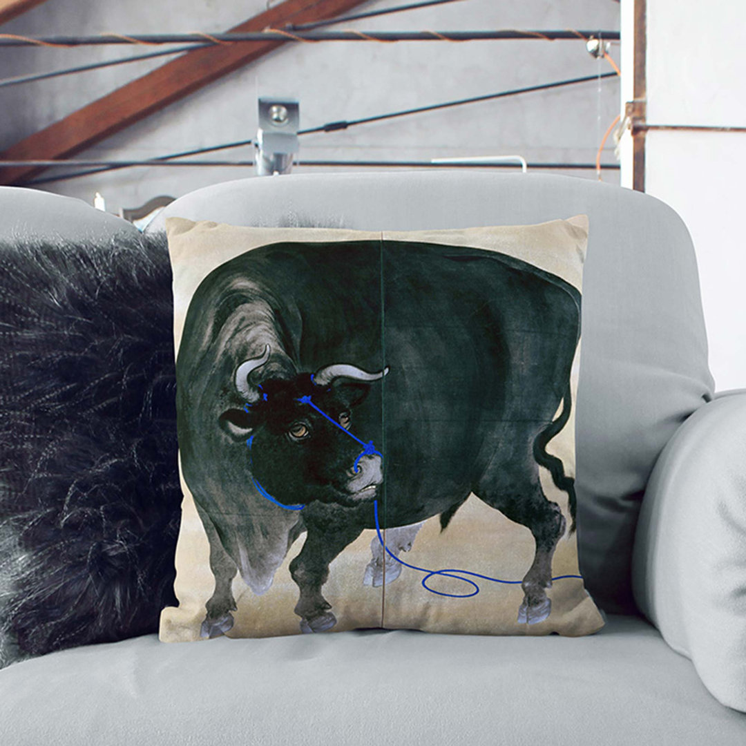 Bull by Mochizuki Gyokusen Cushion with Filling