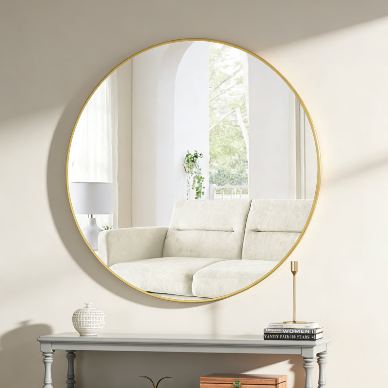Miroir mural de salle de bain, salon et chambre à coucher, 38,19 po x 38,19 po, Doré