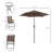 4 Piece Patio Dining - 2 Folding Chairs, Adjustable Umbrella, Textured Glass Table, Brown Tone By Table Wave Brown. Strong Steel Structure, Comfortable Mesh. For Garden Relaxation