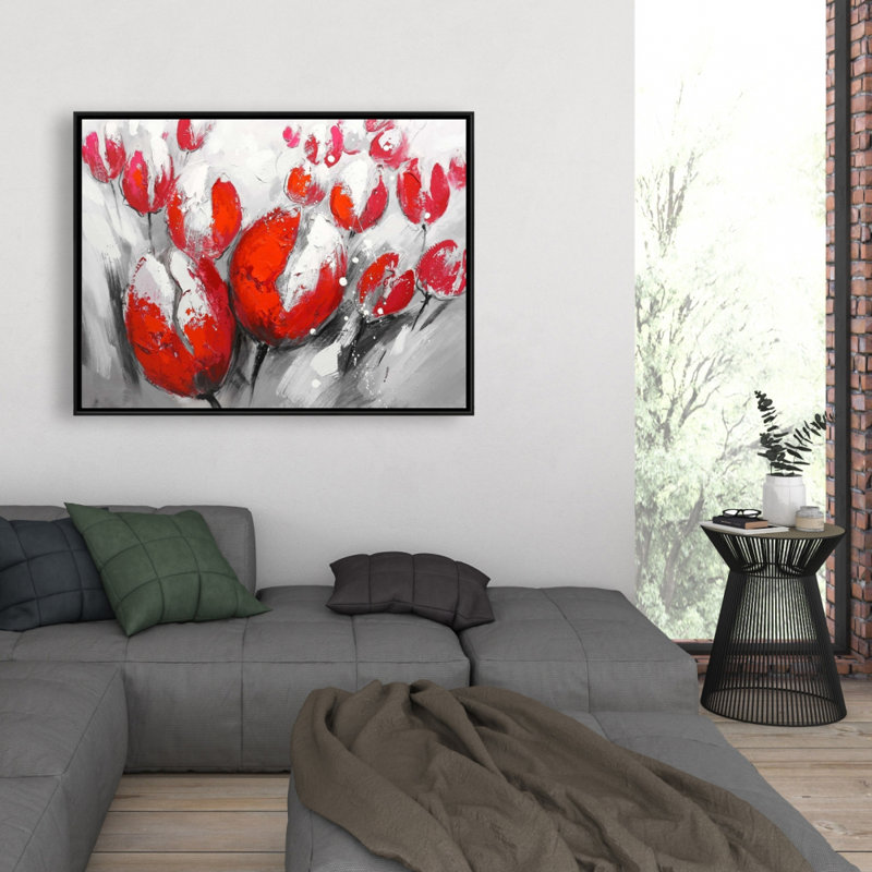 Reproduction de tulipes rouges sur toile