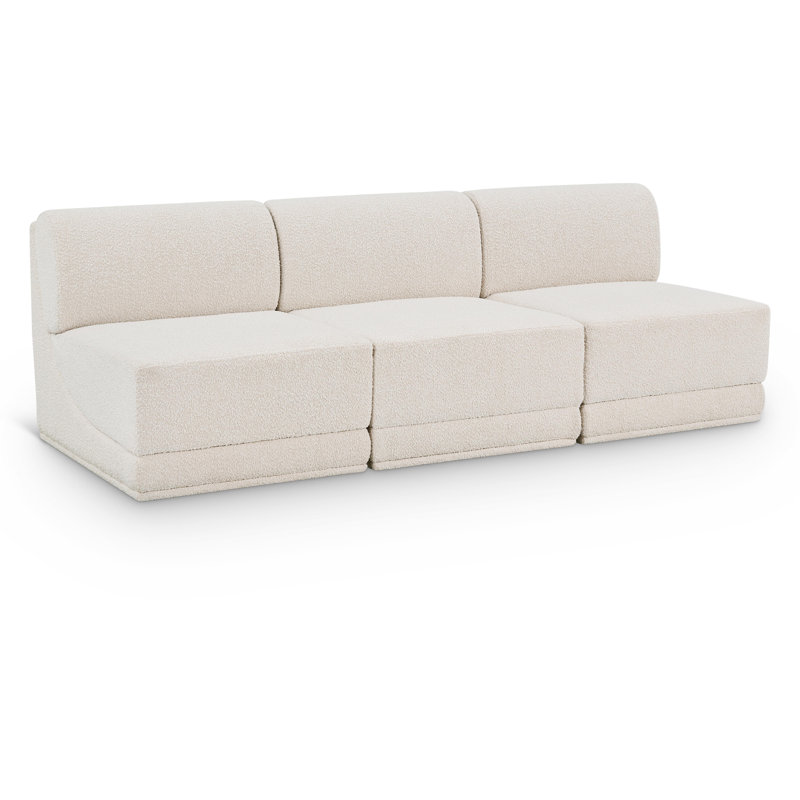 Canapé rembourré 90 "Ollie, Tissu crème bouclé