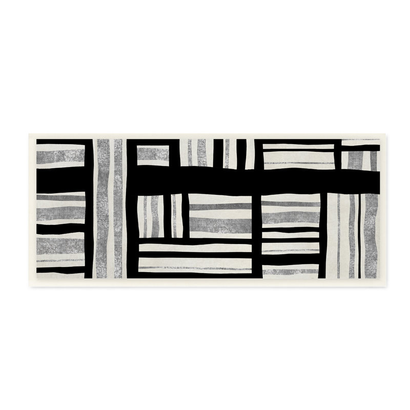 Abstrait patchwork perpendiculaire - Peinture, H 7 po x l 17 po x P 1,5 po, Unframed