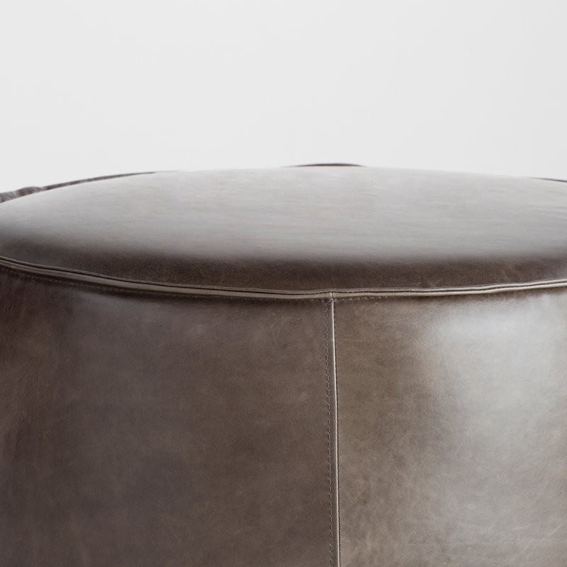 Lusso Round Leather Pouf