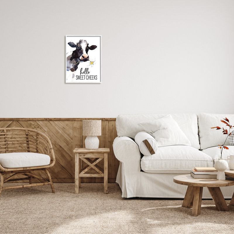 Hello Sweet Cheekes Country, H 20 po x l 16 po x P 1,5 po, Giclée encadrée blanc bord de mer