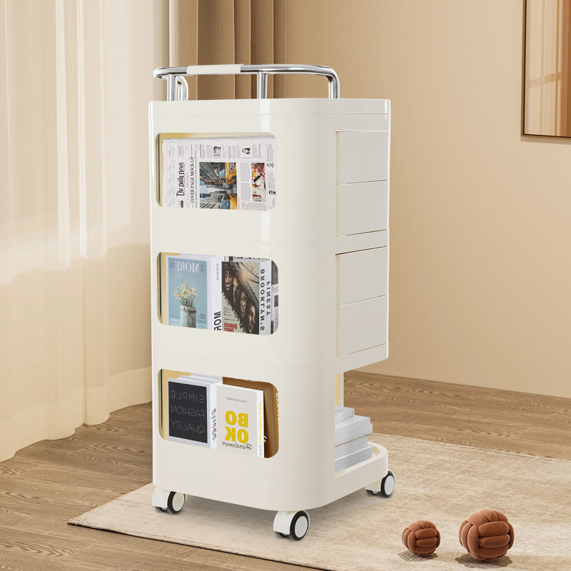 3 Tier Storage Cart 4 Drawers With Wheels-31.1In(H)*14.17In(W)*14.17In(D), Cream