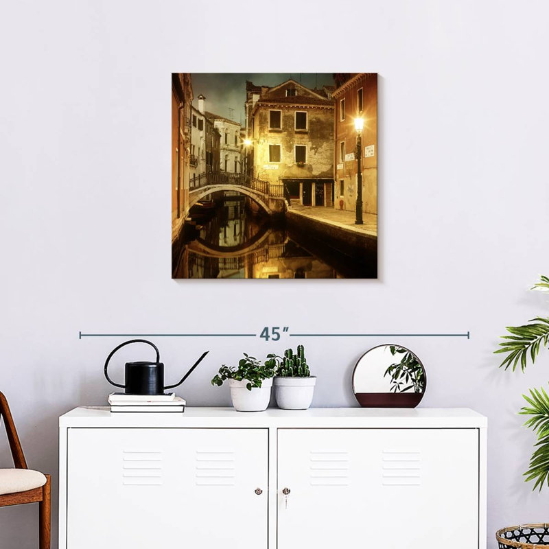 Nicci Side Canal At Night, 24" H x 24" W