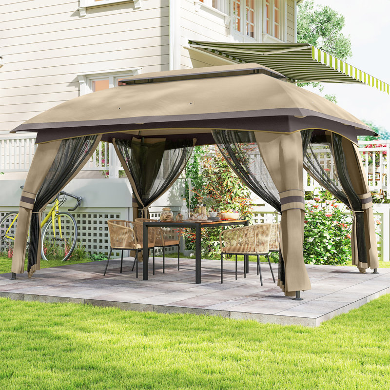 Pavillon de jardin en acier, 10 pi. L 13 pi. D, Beige