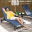 Chaise longue de plage avec roulettes, 5 positions réglables, bleu foncé pour la cour, chaise de position de piscine 2 pièces, plage, 2 pièces