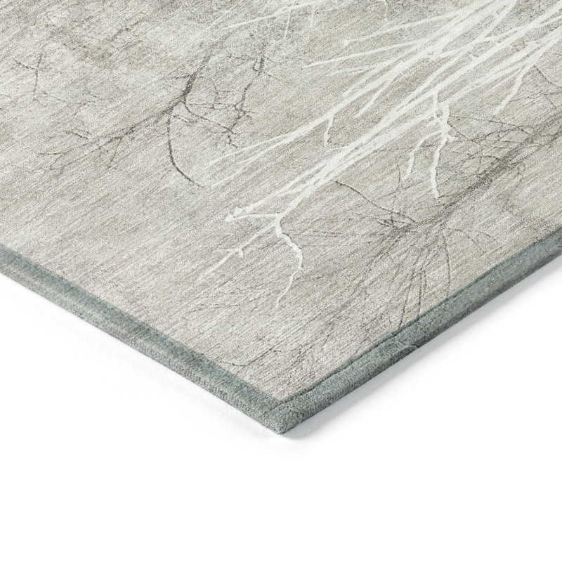 Machine Washable Indoor/Outdoor Xhevrie Silver Rug, Rectangle 10' x 14'