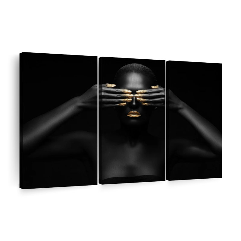 «Black and Gold Beauty» sur toile, H 48 po x l 74 po x P 1,25 po