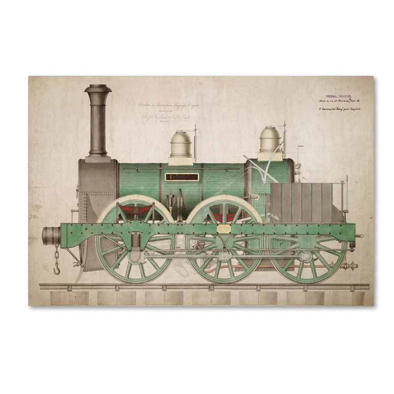 « rétro train », art mural sur toile tendue, H 22 po x l 32 po