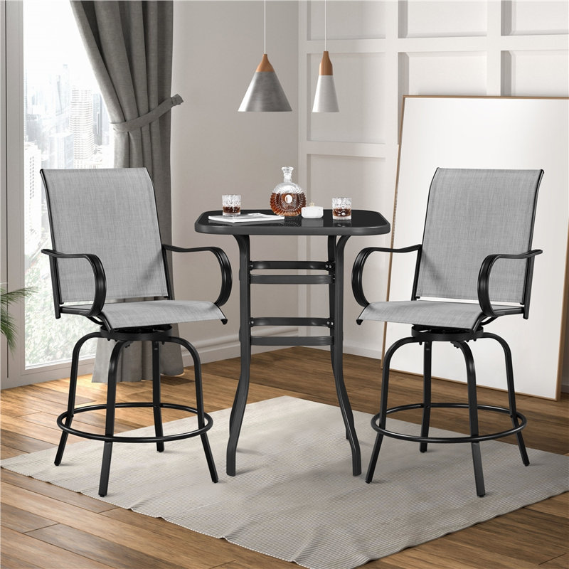 Tabouret de bar 28,7 po Diez, Gris clair, Noir, noir, noir, noir