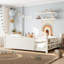 Lit double Montessori avec garde-corps pleine longueur, bibliothèque, base de lit pour enfant beige-1661120368-1661120372