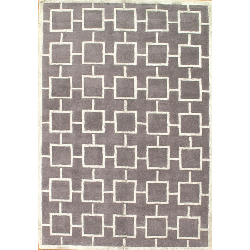 Tapis gris touffeté à la main à motif géométrique