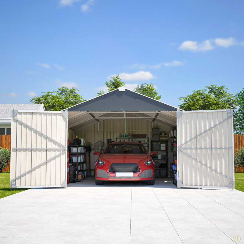 12X20 FT Shed Outdoor Metal Garage Shed With Spacious 1810 CUFT Capacity, Durable Double-Door Design, All-Weather Protection For Secure Vehicle And Equipment Storage