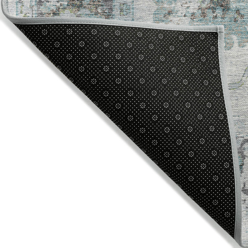 Machine Washable Indoor/Outdoor Xhevrie Teal Rug, Rectangle 5' x 7'6"