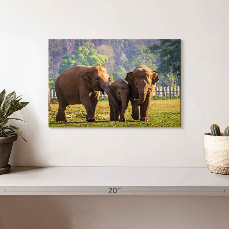 Famille d'éléphants Brampt, H 8 po x l 12 po