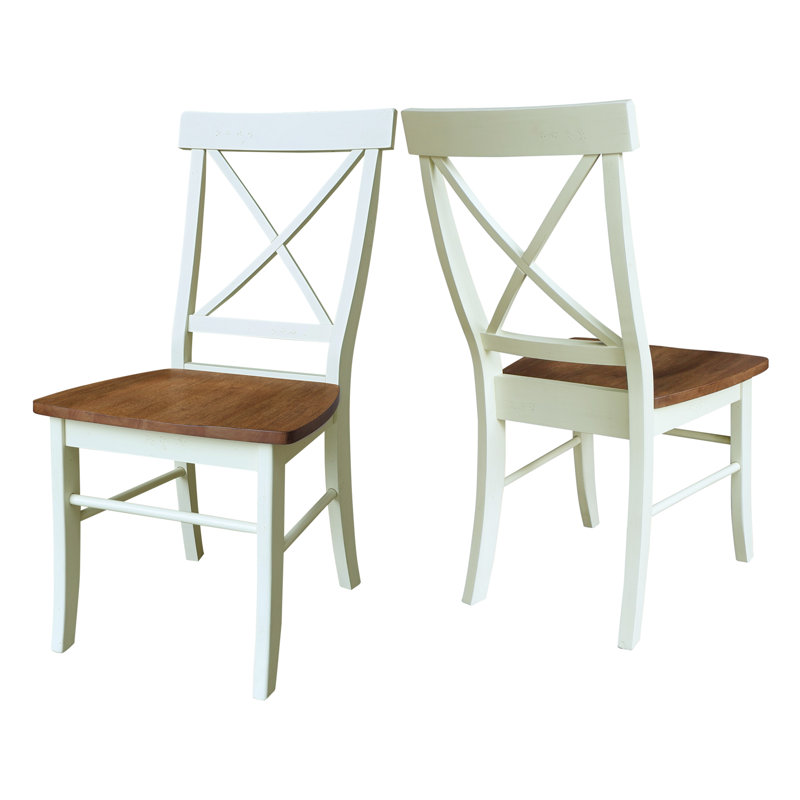 Dugazon Duante Solid Wood Cross Back Side Chair, Hickory/Shell