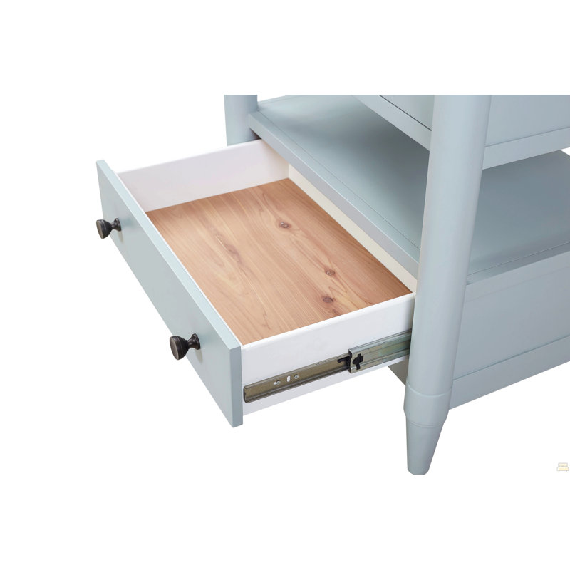 Open Nightstand With 2 Drawers, Light Blue