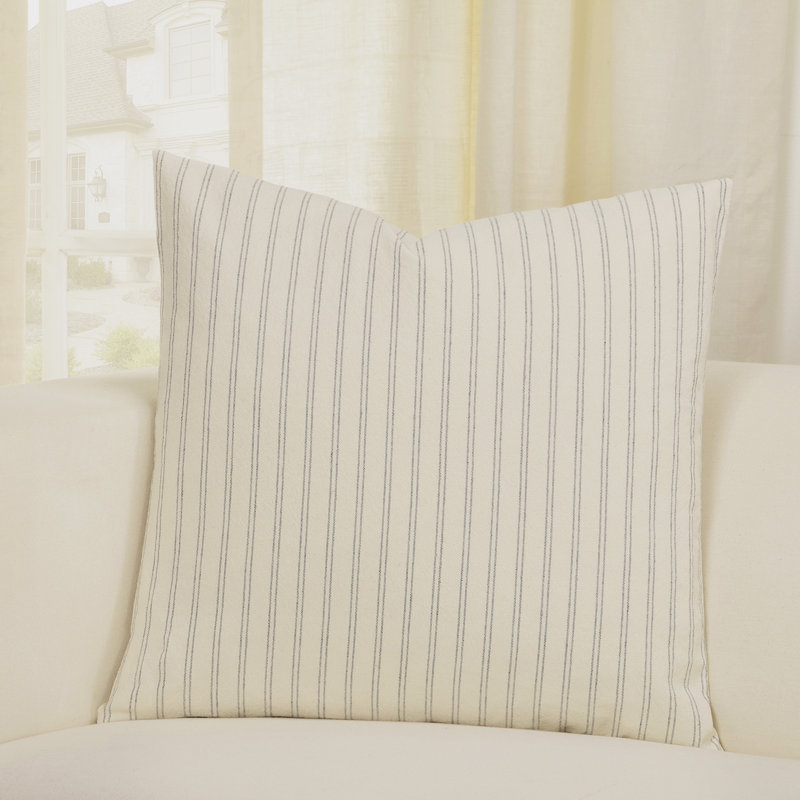 Ticking Stripe Throw Pillow, 16" H x 16" W x 6" D, Pewter