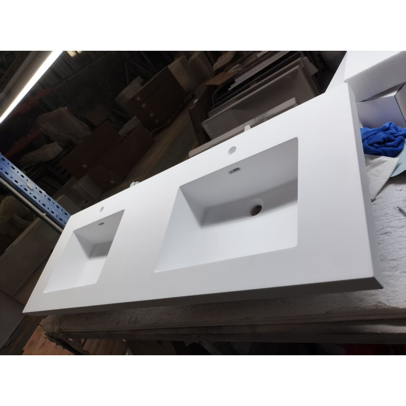 60" Solid Surface Bathroom Sink Double Sinks