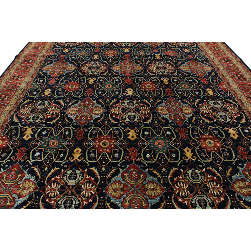 Tapis traditionnel bleu marine et rouge 10 x 14