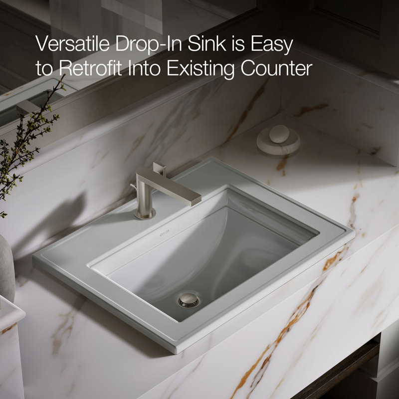 Memoirs® Stately Drop-in Bathroom Sink, Ice Gray, Single Hole