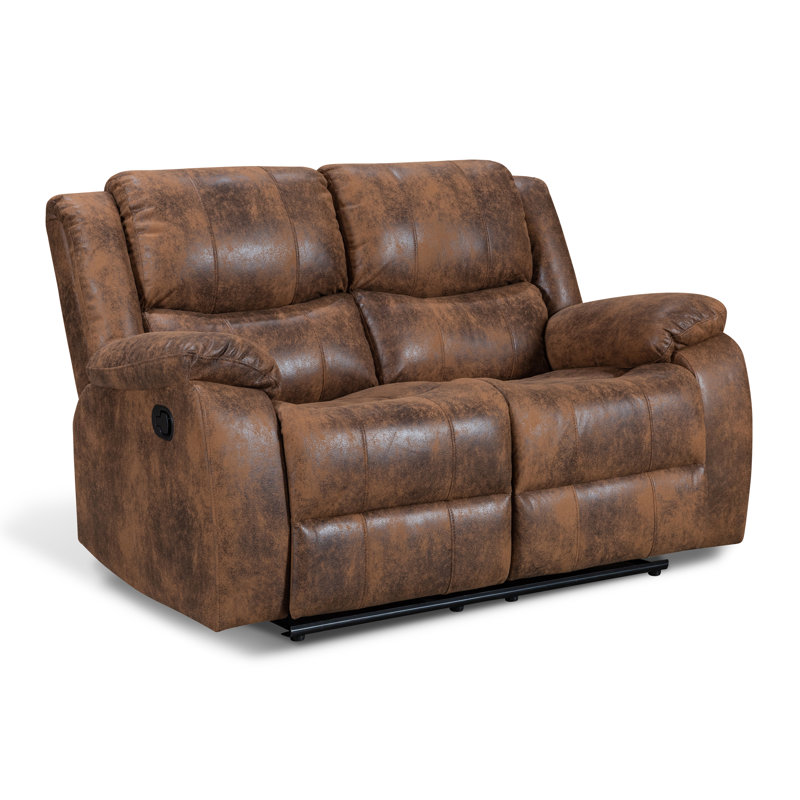 Byadbo 2 Seater Faux Leather Reclining Sofa, Brown