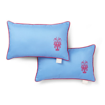 Ensemble de 2 coussins décoratifs pour l'intérieur et l'extérieur de homard brodés MARTHA STEWART Americana