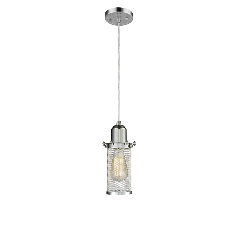 Luminaire suspendu cylindrique simple à 1 lumière Gavyn, Noir mat, Noir mat