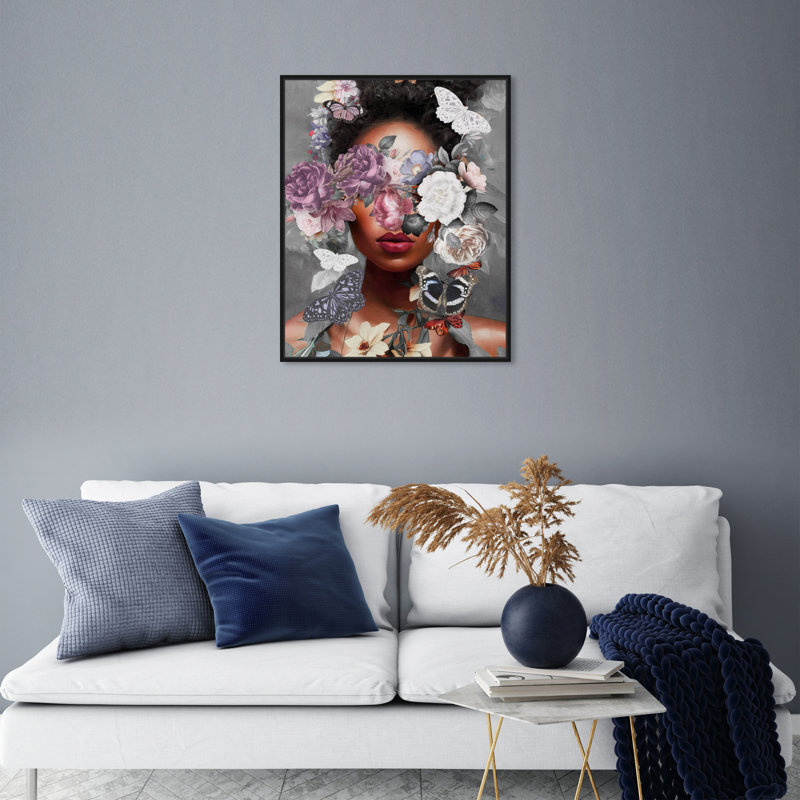 «Butterfly Explosion», impression sur toile, Toile avec cadre flottant, H 25 po x l 21 po, Noir